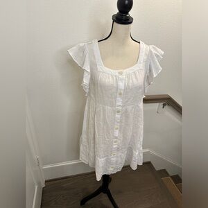 NWT ZARA Button Front White Dress | XS
